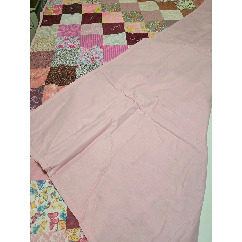 New Handmade Patchwork Quilt Pink Floral Butterflies Queen Bedding Cover /0190‎